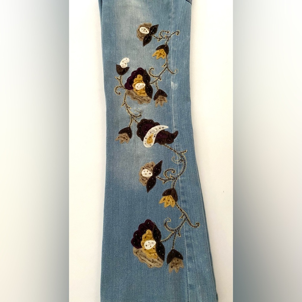 Alexandra Bartlett Jeans Bootcut Boot Cut embroidered appliqué size 6 Petite - Picture 11 of 13